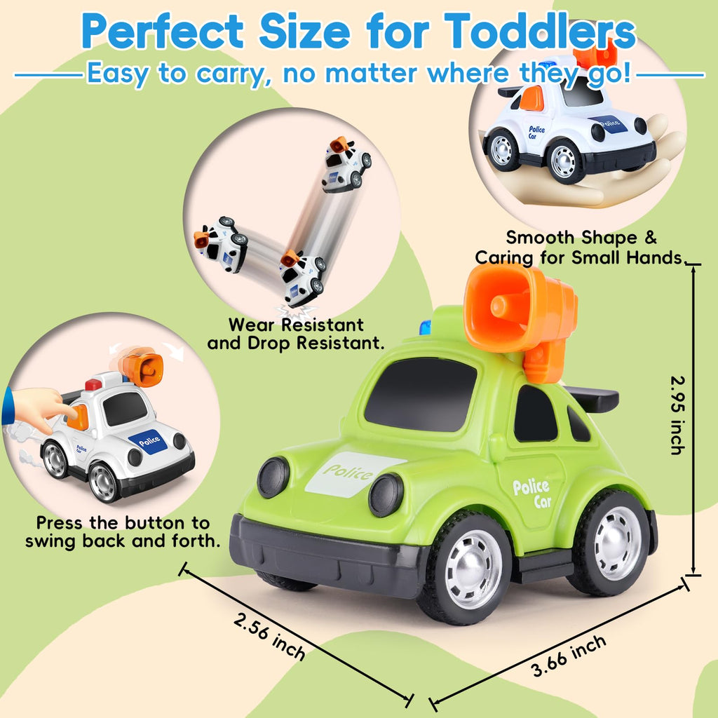 Push-and-Go Police Car Toy for Toddlers 1-3 – Friction Powered, No Batteries Needed