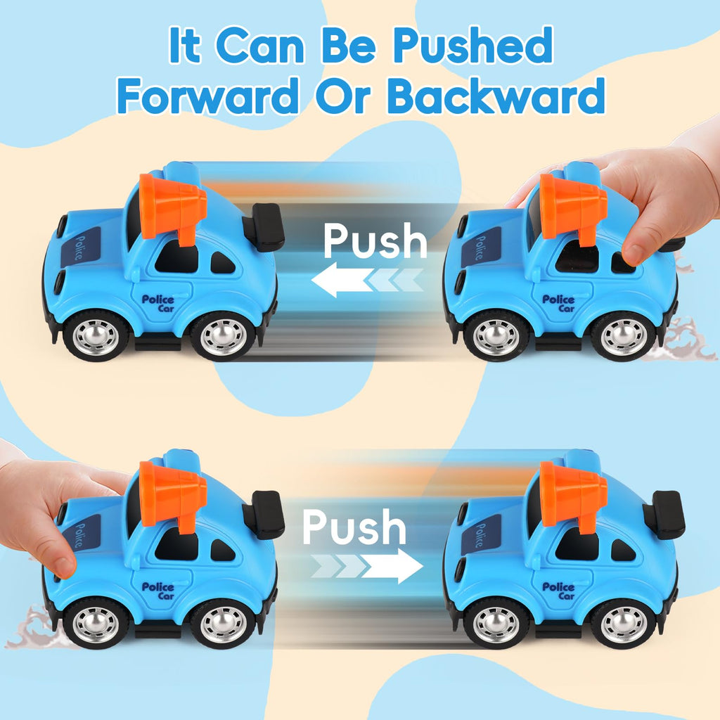 Push-and-Go Police Car Toy for Toddlers 1-3 – Friction Powered, No Batteries Needed