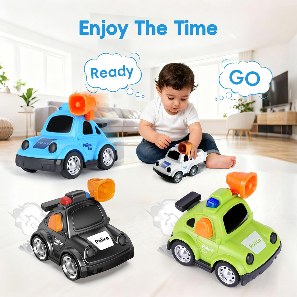 Push-and-Go Police Car Toy for Toddlers 1-3 – Friction Powered, No Batteries Needed