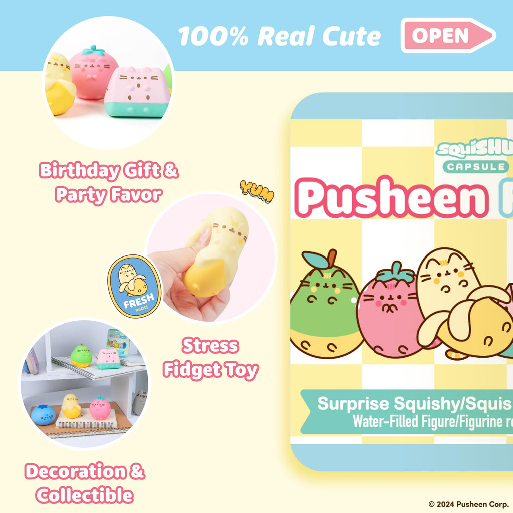 Pusheen Fruits Series Blind Capsule Squishy Toy – Water-Filled Stress Relief (1 Random Design)