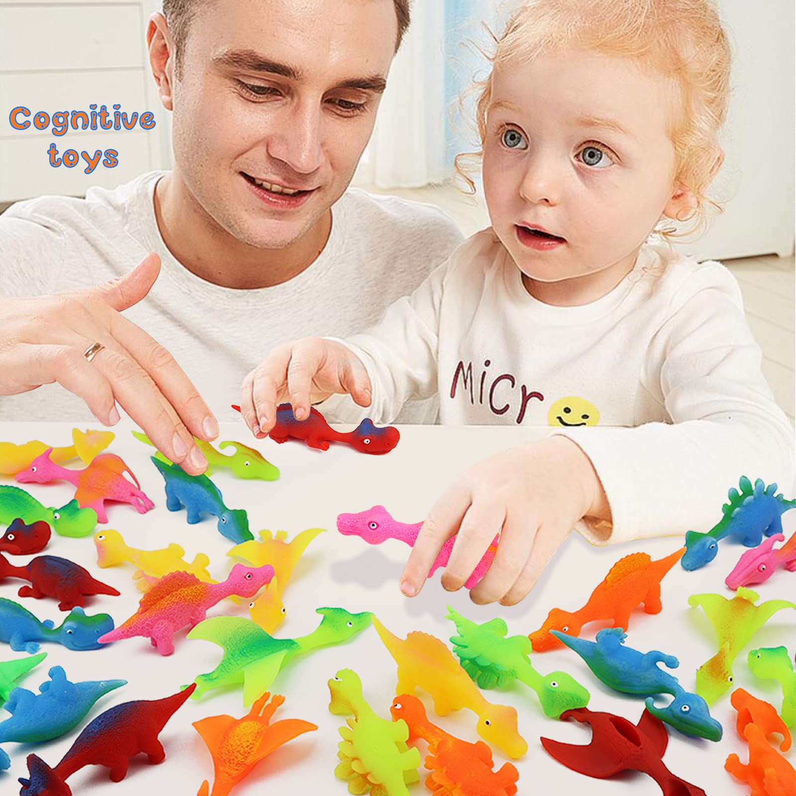 Pushmick 30-Pack Dinosaur Finger Slingshot Toys – Soft TPR Catapult Toys for Party Favors and Flying Games