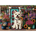 PuzzOne 1000 Piece Jigsaw Puzzle for Adults – Westie Dog in Flower Shop, 27.6" x 19.7"