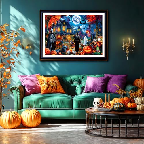 PuzzOne Halloween 1000-Piece Jigsaw Puzzle – Haunted Mansion with Skeletons & Ghosts (27.5" x 19.7")