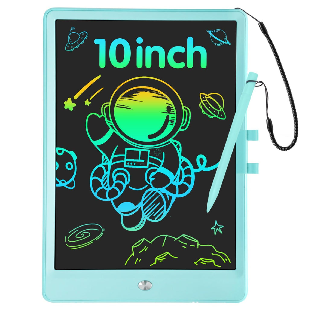 PYTTUR 10 Inch LCD Writing Tablet for Kids - Colorful Toddler Doodle Board, Reusable Drawing Pad Educational Toy (Blue)