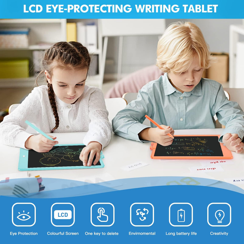 PYTTUR 10 Inch LCD Writing Tablet for Kids - Colorful Toddler Doodle Board, Reusable Drawing Pad Educational Toy (Blue)