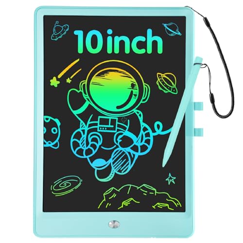 PYTTUR 10 Inch LCD Writing Tablet for Kids - Colorful Toddler Doodle Board, Reusable Drawing Pad Educational Toy (Blue)