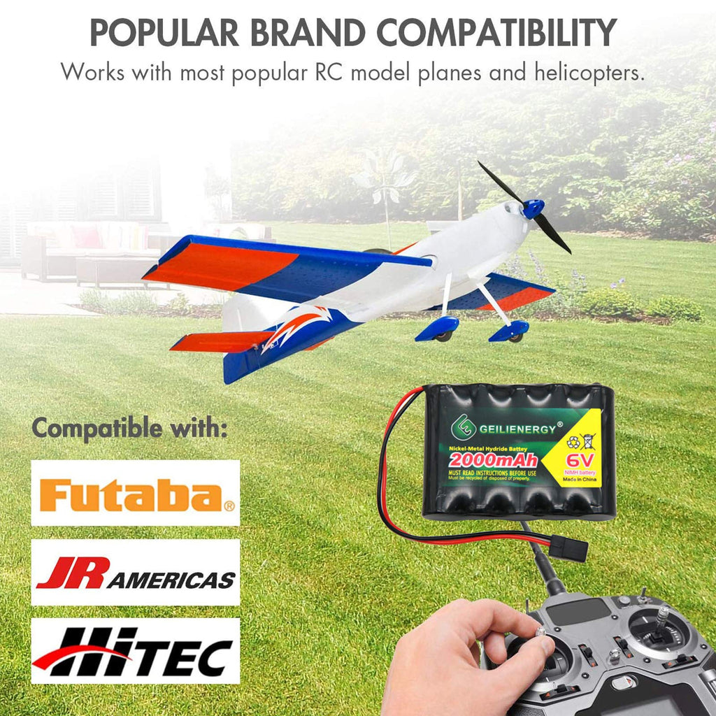 QBLPOWER 6V 2000mAh NiMH Receiver Battery Pack with Hitec Connector for RC Airplanes and Walking Robots (1 Pack)