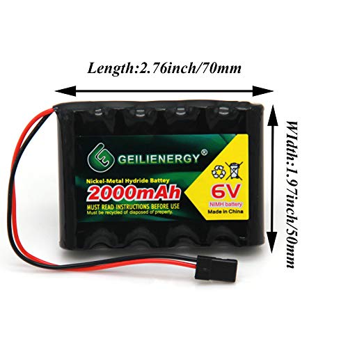 QBLPOWER 6V 2000mAh NiMH Receiver Battery Pack with Hitec Connector for RC Airplanes and Walking Robots (1 Pack)