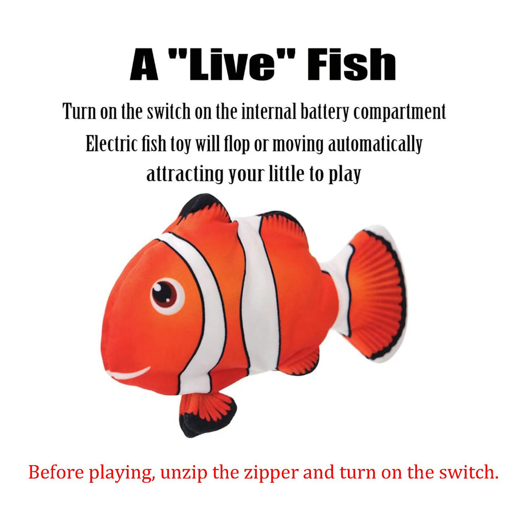 QIAONIUNIU Electric Moving Fish Plush Toy – USB Rechargeable Flopping Fish