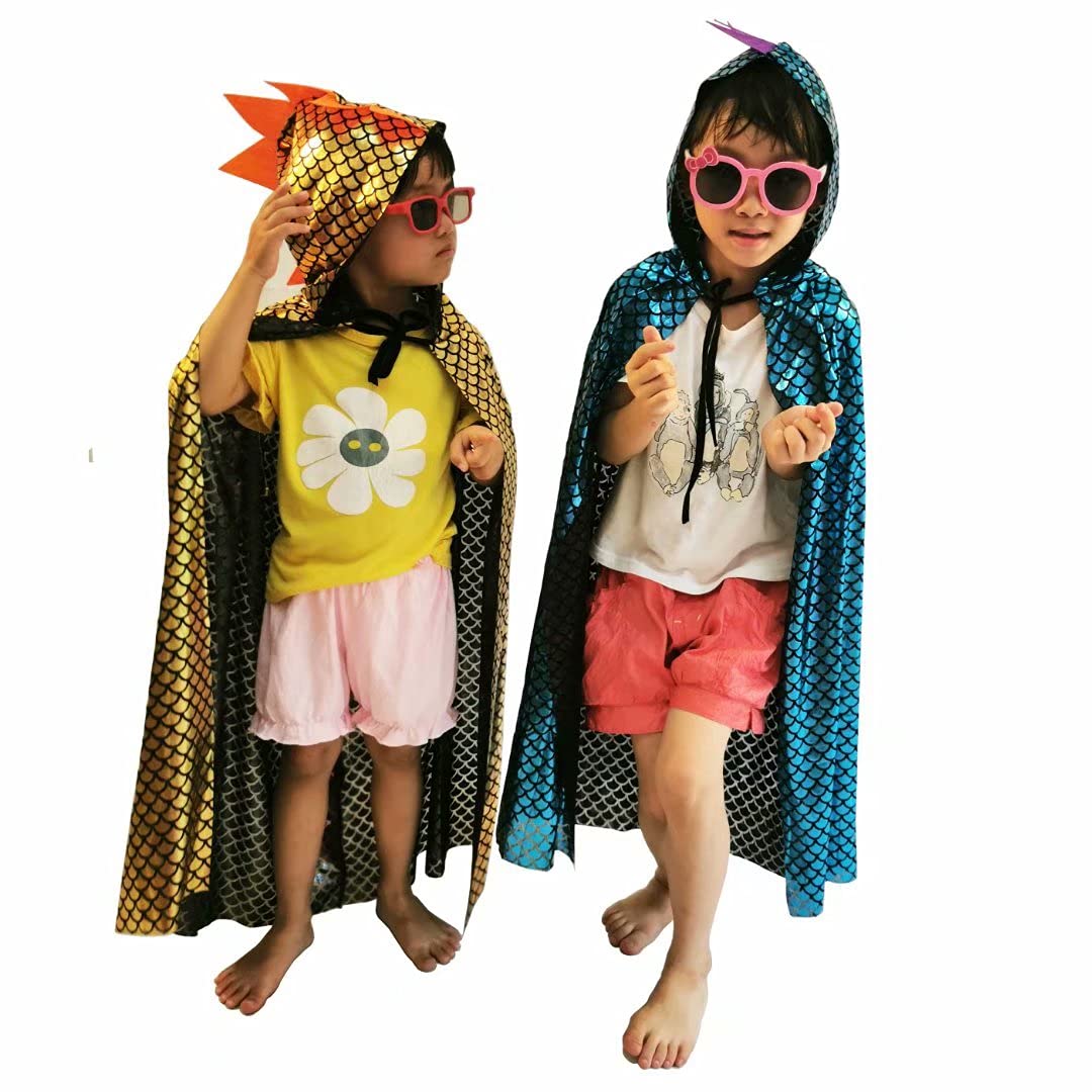 QIAONIUNIU Green Dragon Dinosaur Cape Costume for Kids Ages 3-8 | Halloween Dress-Up
