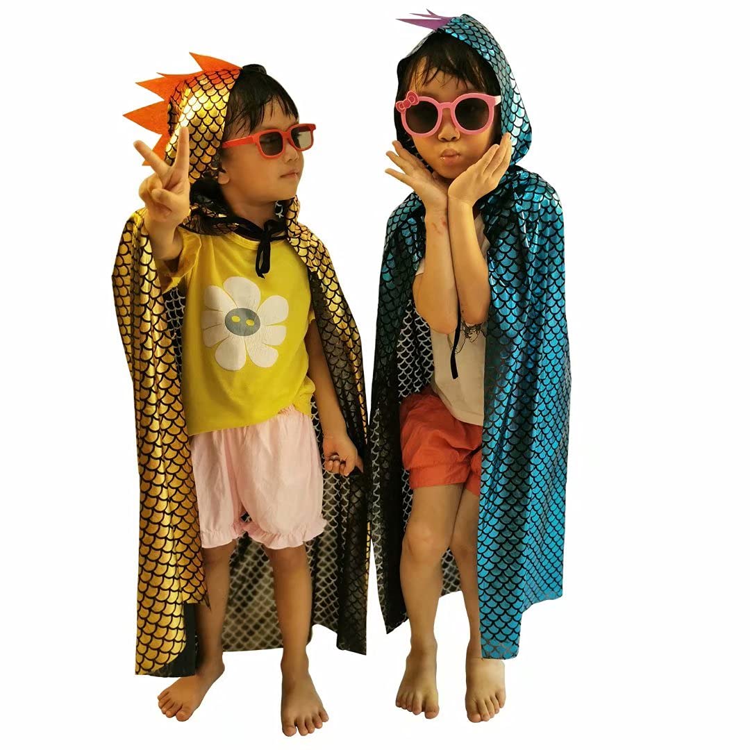 QIAONIUNIU Green Dragon Dinosaur Cape Costume for Kids Ages 3-8 | Halloween Dress-Up