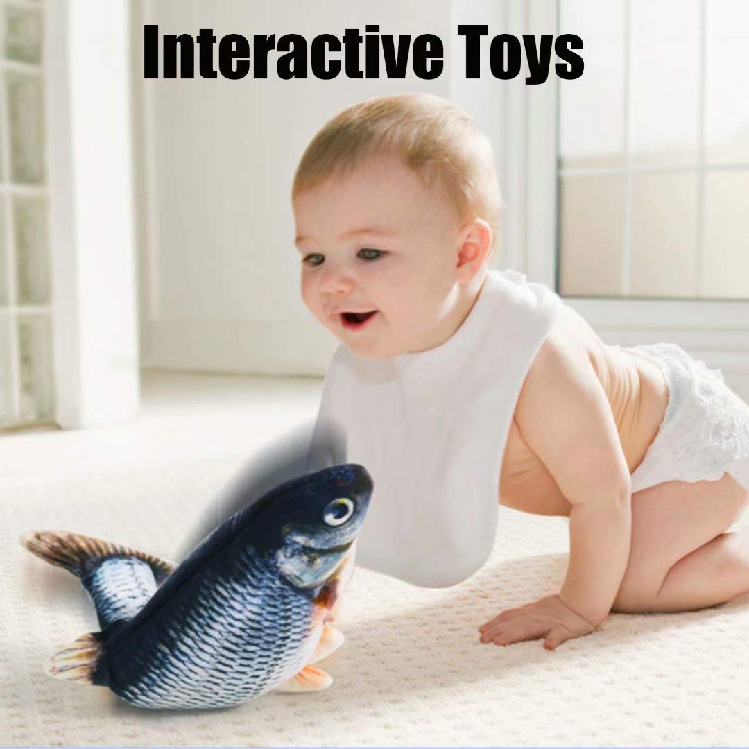QIAONIUNIU Interactive Electric Plush Fish Toy – USB Rechargeable, Realistic Moving Fish