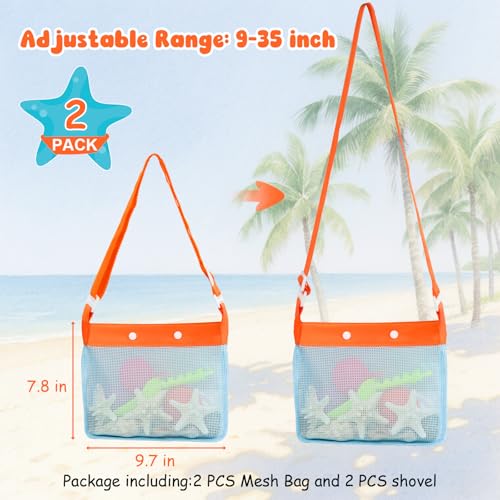 QINGLER 2-Piece Beach Mesh Sand Sifter Set with 2 Mesh Bags – Shell Collecting Tool for Kids