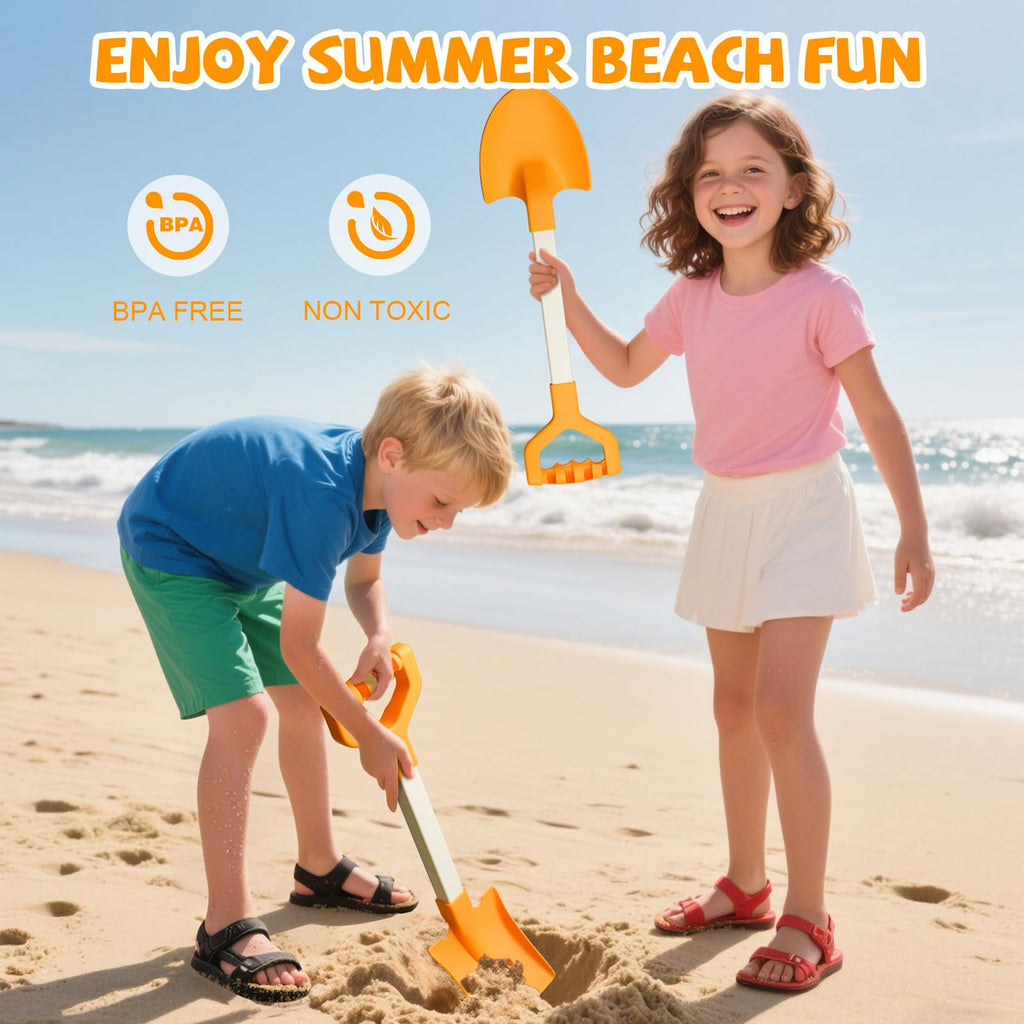 QINGLER 20-Inch Kids Sand Shovels (2-Pack) – Heavy Duty Plastic Beach Toys for Digging in Sand, Snow, or Garden