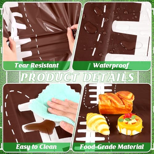 Qinyoung 4 Pack Football Tablecloths - Disposable Plastic Rectangle Sports Table Covers for Birthday Party Decor, 108 x 54 Inches