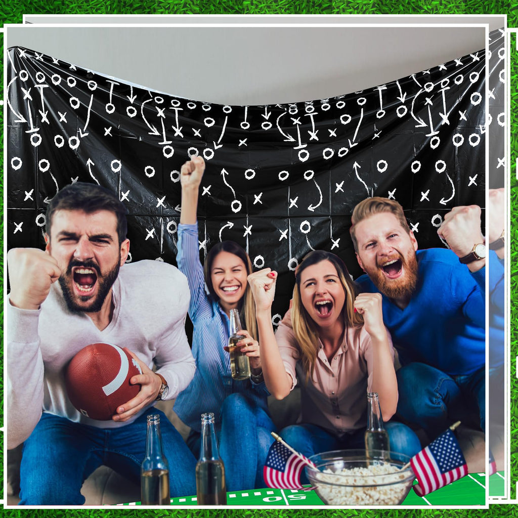 Qinyoung 4 Pack Football Tablecloths - Disposable Plastic Rectangle Sports Table Covers for Birthday Party Decor, 108 x 54 Inches