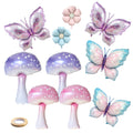 QIPECO Fairy Balloons 10-Pack: Pink Purple Mushroom & Butterfly Balloons for Birthday Party Decor