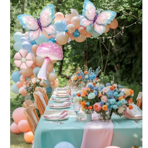 QIPECO Fairy Balloons 10-Pack: Pink Purple Mushroom & Butterfly Balloons for Birthday Party Decor