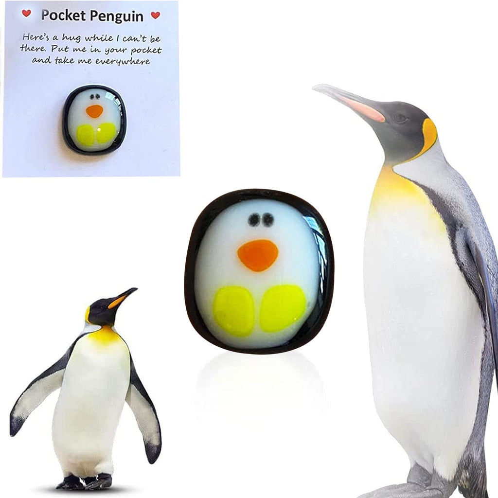 Qitiieli Mini Pocket Penguin Hug Set – 5-Pack Resin Stress Relief Toy with Encouragement Cards