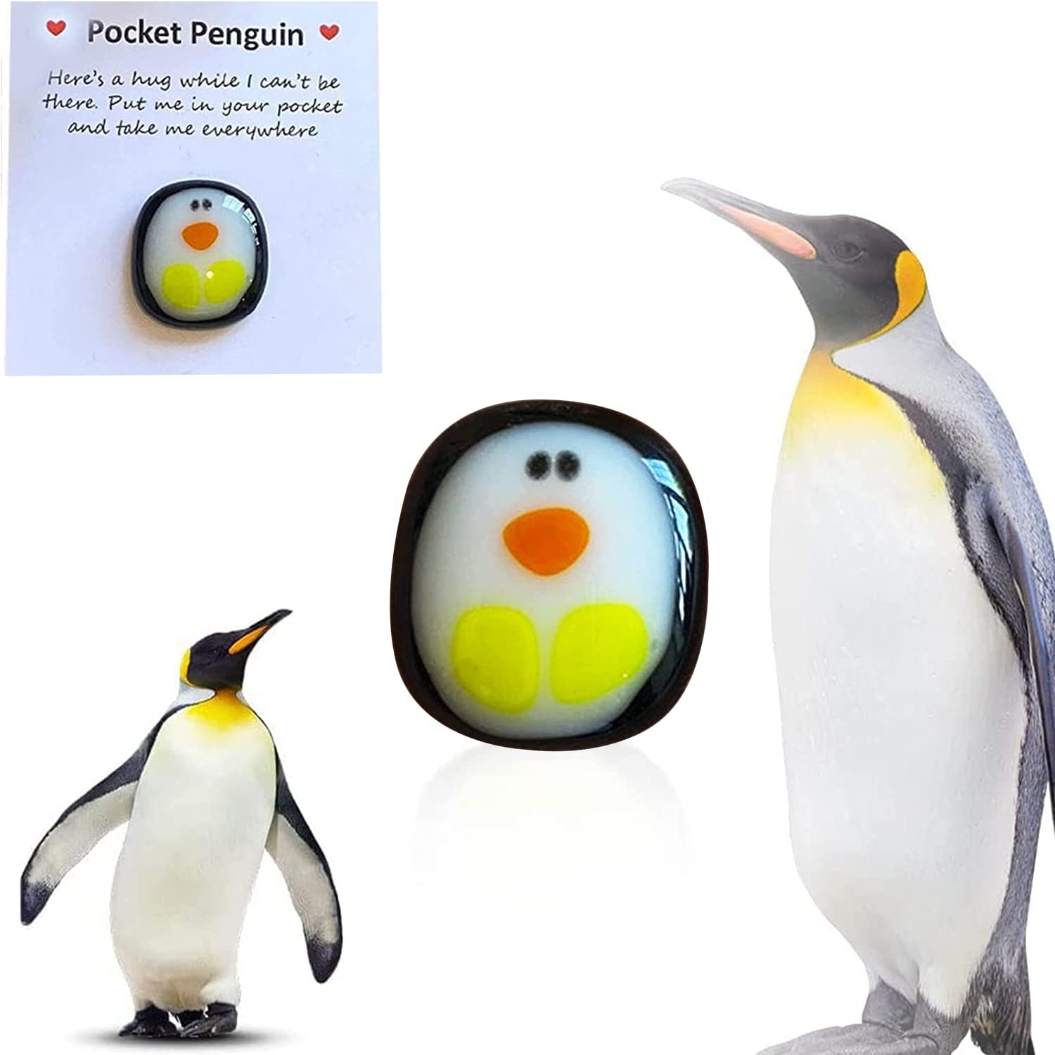 Qitiieli Mini Pocket Penguin Hug Set – 5-Pack Resin Stress Relief Toy with Encouragement Cards