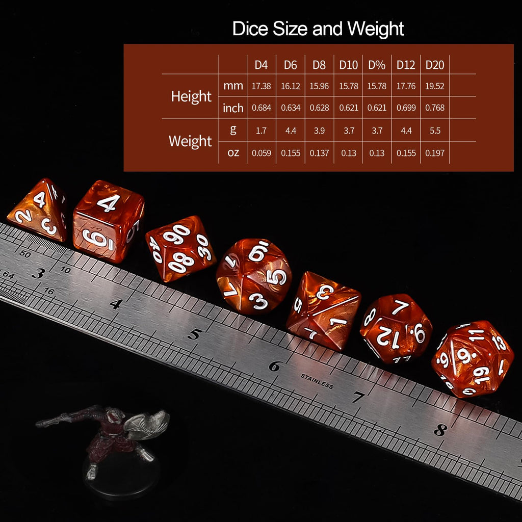 QMay 49-Piece Polyhedral Dice Set – 7 Complete D&D Dice Sets with Drawstring Bags