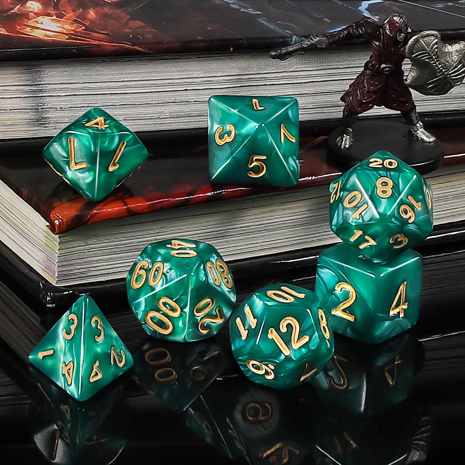 QMay 49-Piece Polyhedral Dice Set – 7 Complete D&D Dice Sets with Drawstring Bags