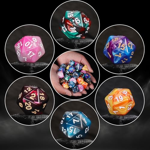 QMay DND Dice Sets (42 Pieces) – 6 Polyhedral Dice Sets with Drawstring Bags for RPG, MTG, D&D