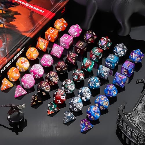 QMay DND Dice Sets (42 Pieces) – 6 Polyhedral Dice Sets with Drawstring Bags for RPG, MTG, D&D