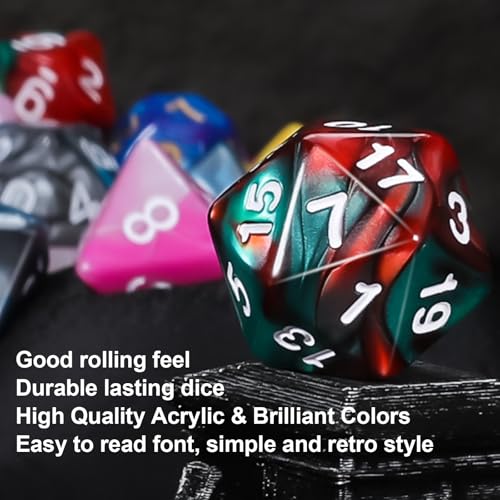 QMay DND Dice Sets (42 Pieces) – 6 Polyhedral Dice Sets with Drawstring Bags for RPG, MTG, D&D