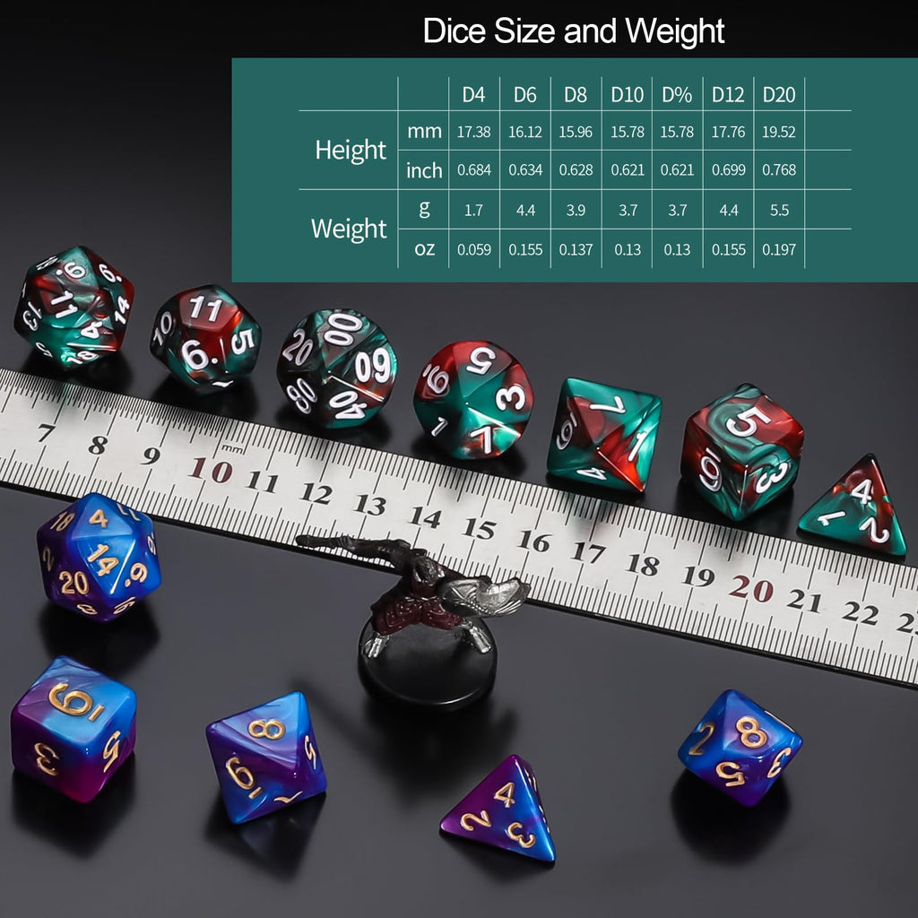 QMay DND Dice Sets (42 Pieces) – 6 Polyhedral Dice Sets with Drawstring Bags for RPG, MTG, D&D