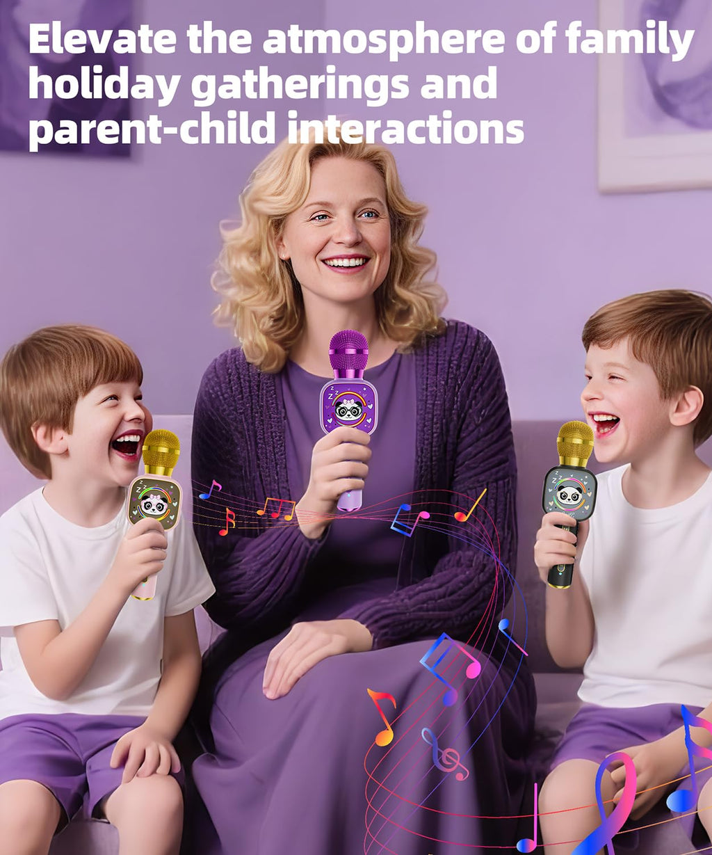 Qnxoat r Kids Karaoke Microphone - Portable Bluetooth Speaker with LED, TWS Duet, Voice Changer