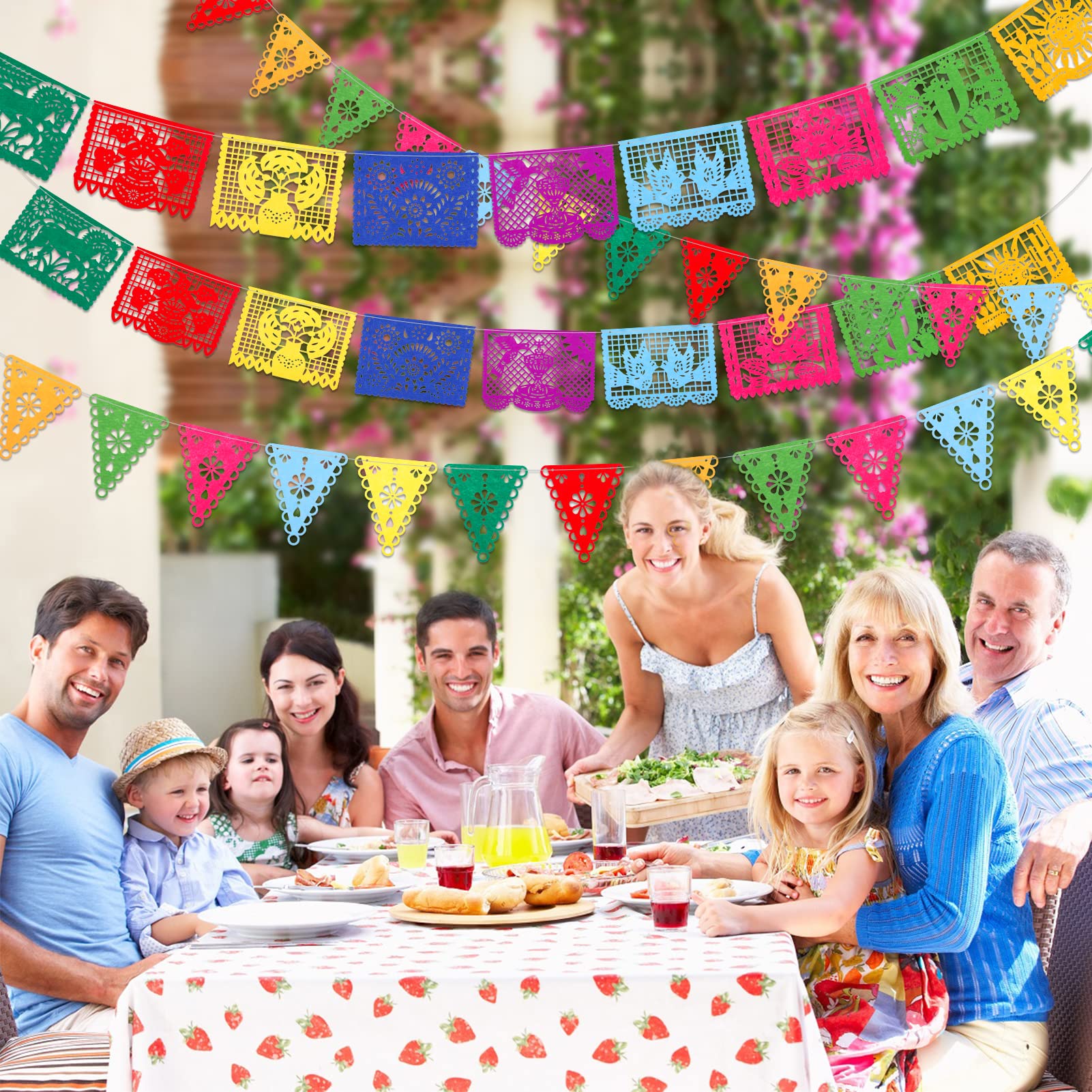 Qpout 4-Pack Felt Mexican Party Banners – Dia de los Muertos & Fiesta Decor