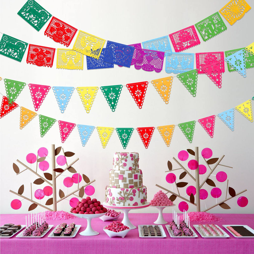 Qpout 4-Pack Felt Mexican Party Banners – Dia de los Muertos & Fiesta Decor