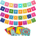 Qpout 4-Pack Felt Papel Picado Banners – Mexican Fiesta Decorations for Cinco de Mayo & Day of the Dead