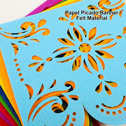 Qpout 4-Pack Felt Papel Picado Banners – Mexican Fiesta Decorations for Cinco de Mayo & Day of the Dead