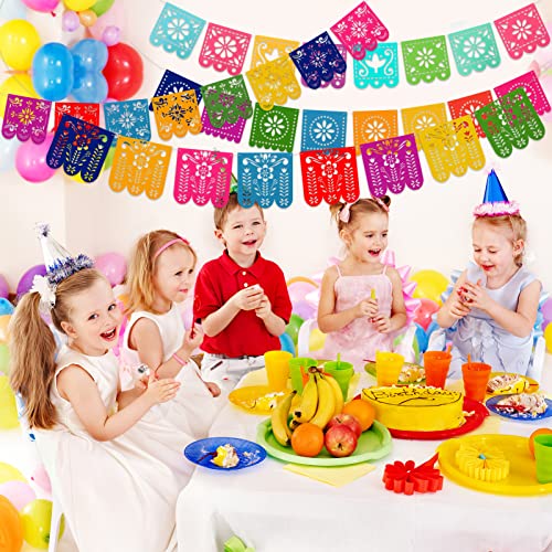 Qpout 4-Pack Felt Papel Picado Banners – Mexican Fiesta Decorations for Cinco de Mayo & Day of the Dead