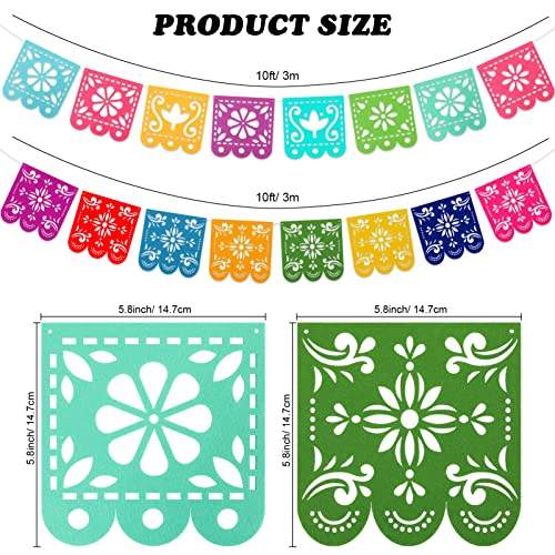 Qpout 4-Pack Felt Papel Picado Banners – Mexican Fiesta Decorations for Cinco de Mayo & Day of the Dead