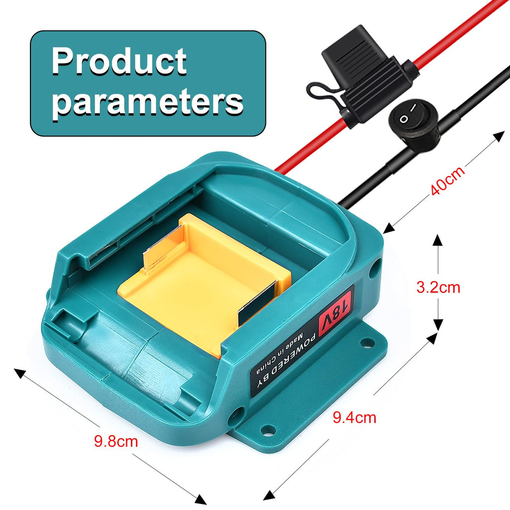 QSDXNYDC Power Wheel Battery Adapter for Makita 18V LXT Batteries with Fuse & Switch, 14 AWG Wire for DIY Toys, Robotics, RC Car & Truck