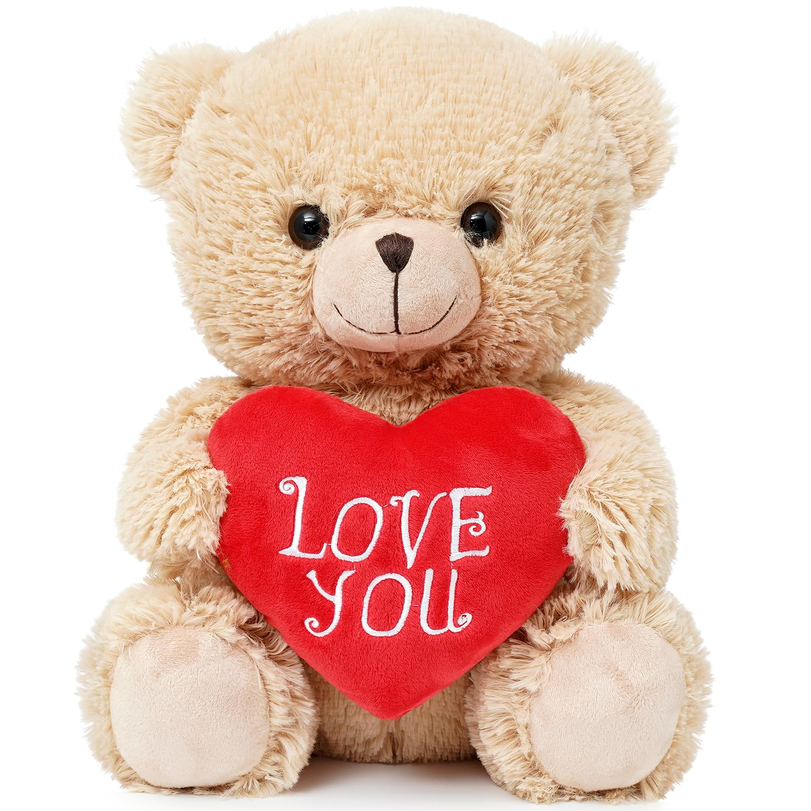 Quaakssi 12-Inch Brown Teddy Bear with Heart – Plush Gift for Valentine's, Mother's Day & More