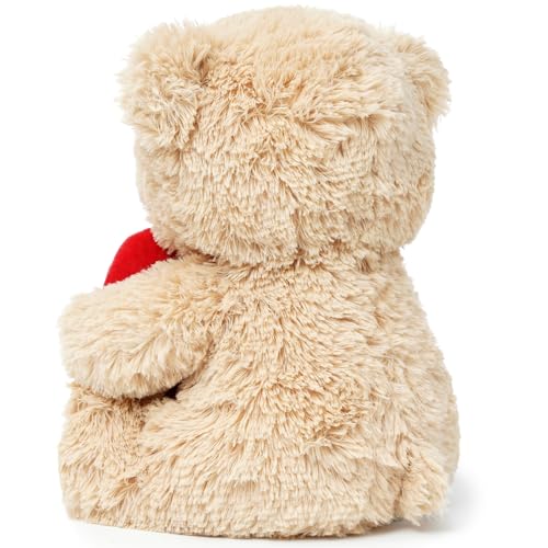 Quaakssi 12-Inch Brown Teddy Bear with Heart – Plush Gift for Valentine's, Mother's Day & More