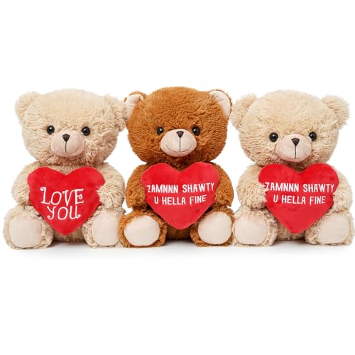 Quaakssi 12-Inch Brown Teddy Bear with Heart – Plush Gift for Valentine's, Mother's Day & More