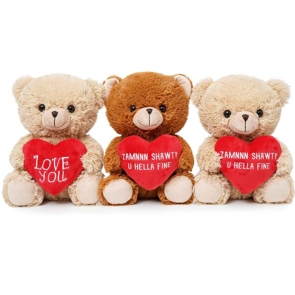 Quaakssi 12-Inch Brown Teddy Bear with Heart – Plush Gift for Valentine's, Mother's Day & More