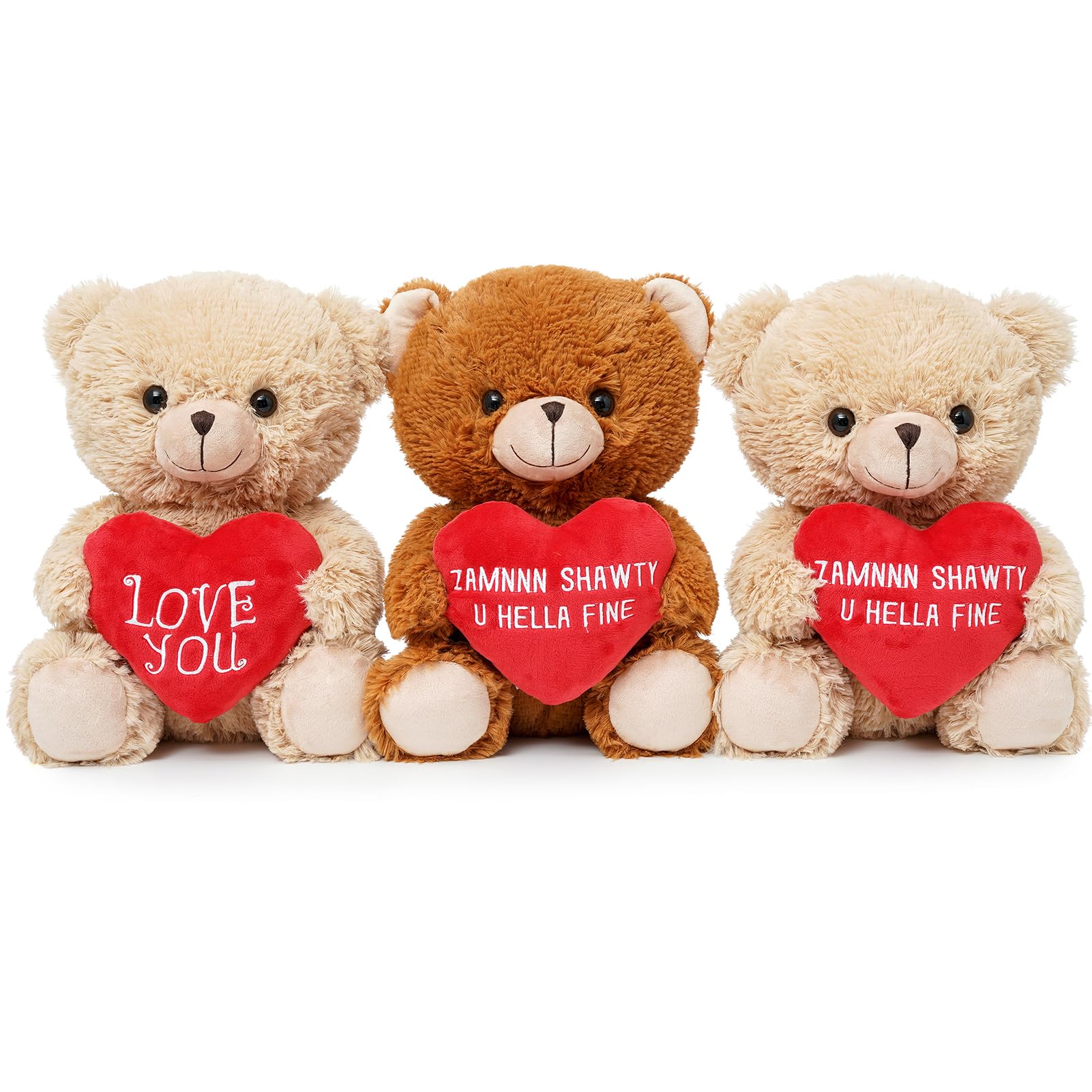 Quaakssi 12-Inch Brown Teddy Bear with Heart – Plush Gift for Valentine's, Mother's Day & More