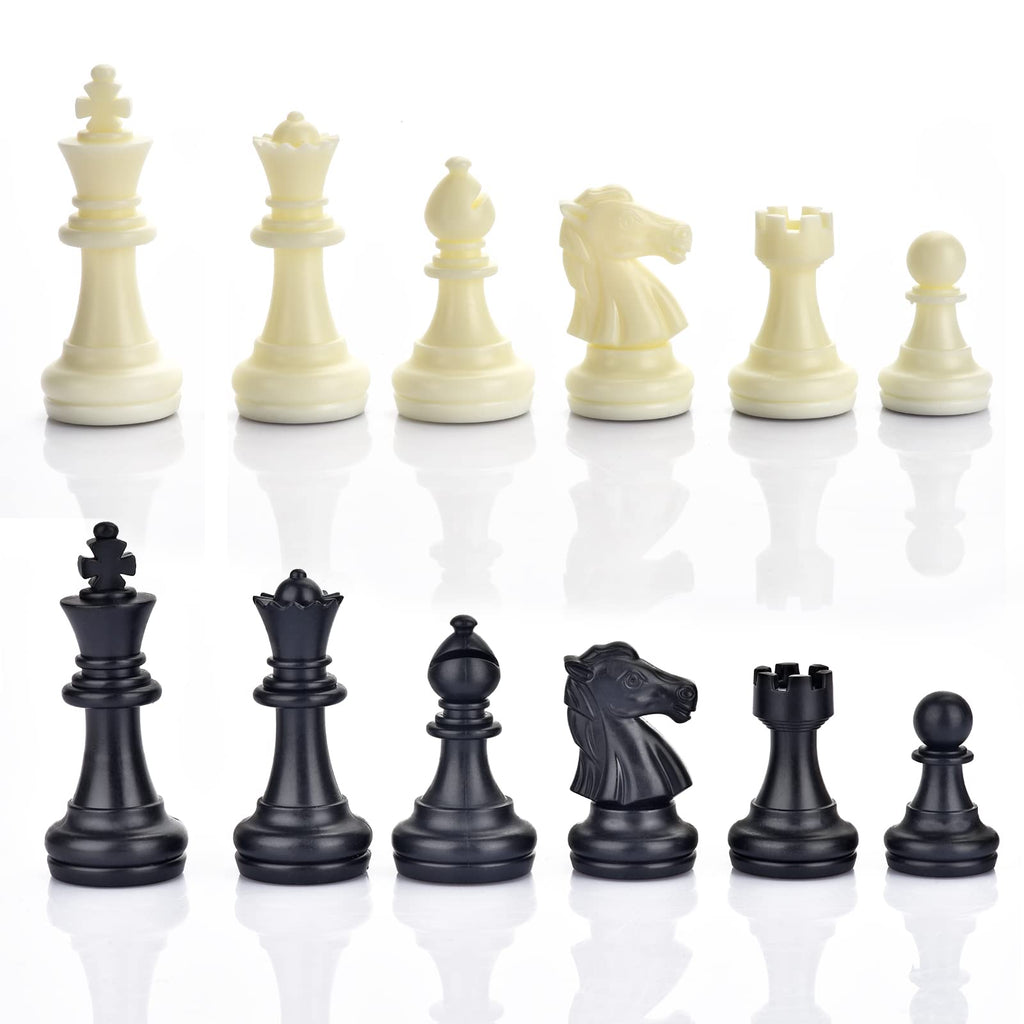 QuadPro Magnetic Plastic Chess Pieces Replacement Set – 1.96" King, 32 Pieces with Storage Bag