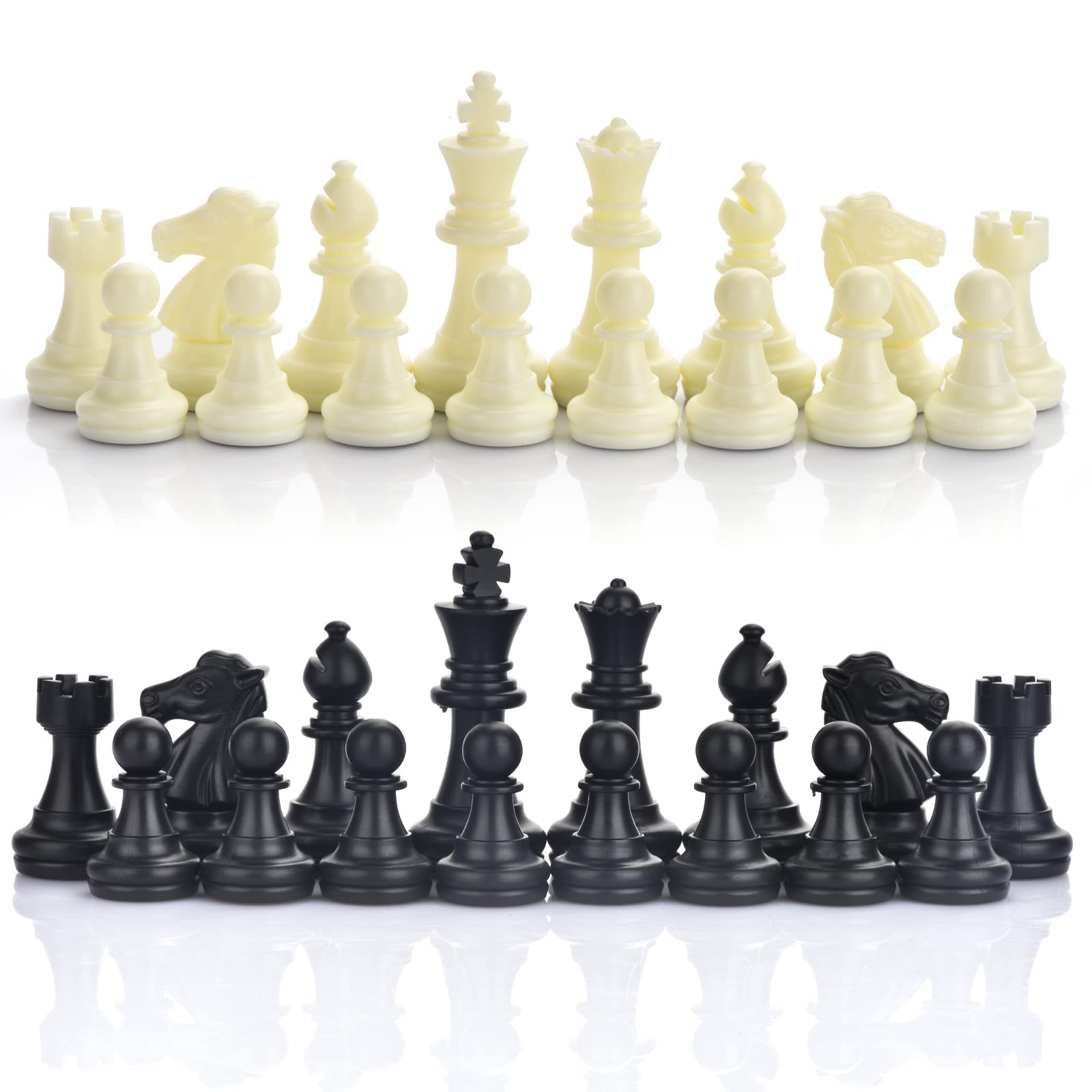 QuadPro Magnetic Plastic Chess Pieces Replacement Set – 1.96" King, 32 Pieces with Storage Bag