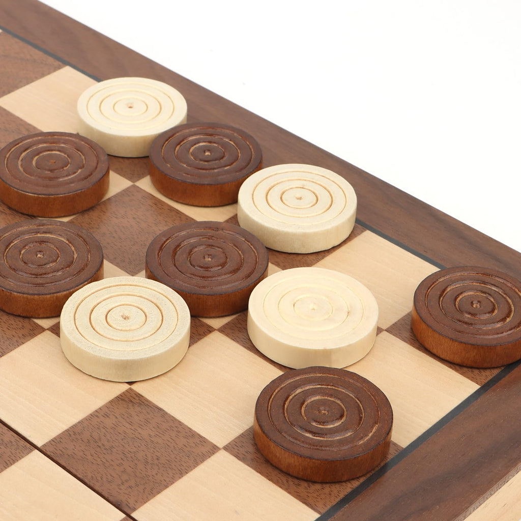 QuadPro Wooden Checkers Pieces – 24 Maple Wood Spare Pieces with Felt Bottoms and Storage Bag