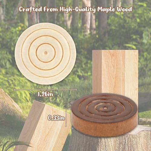 QuadPro Wooden Checkers Pieces – 24 Maple Wood Spare Pieces with Felt Bottoms and Storage Bag