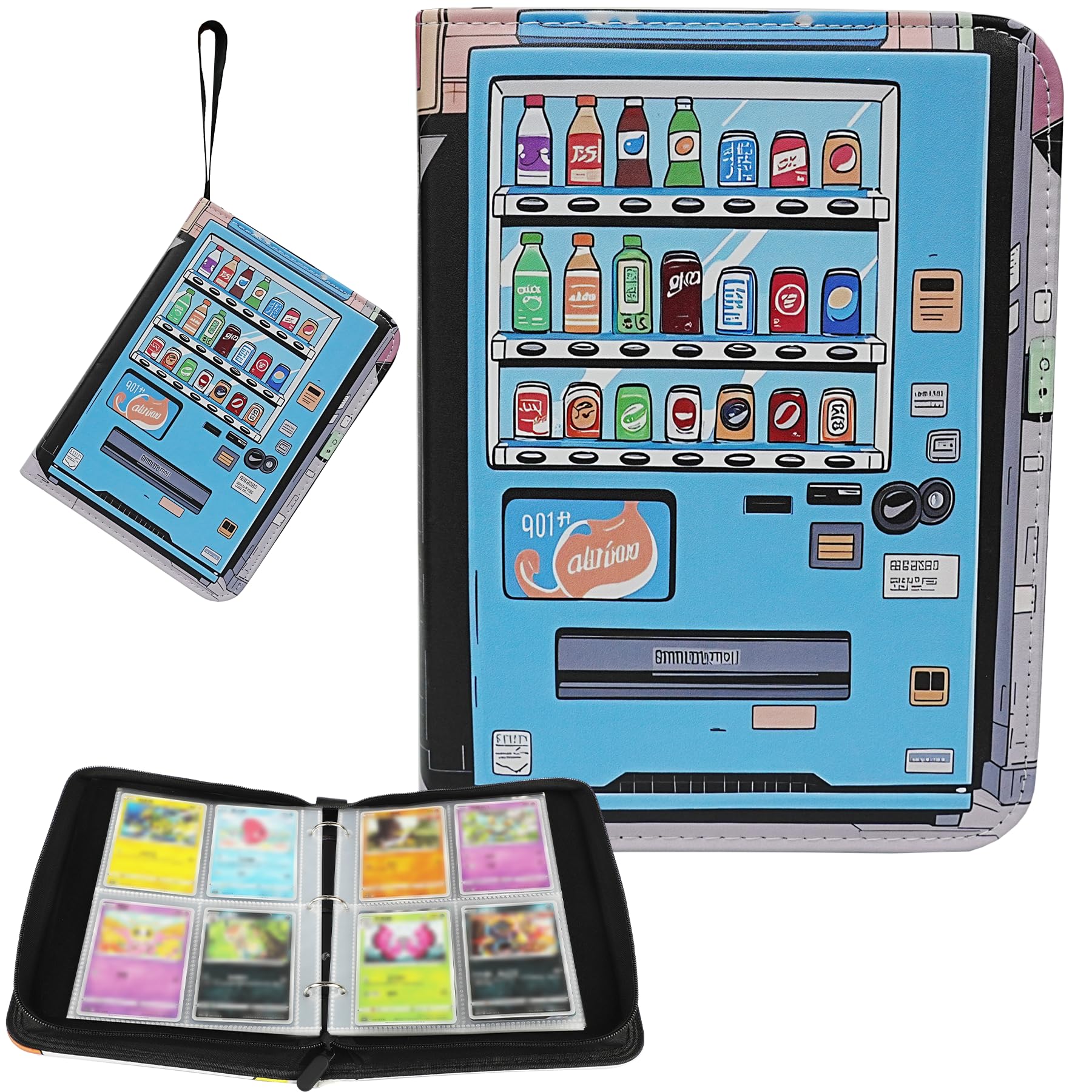 Quancard 4-Pocket Trading Card Binder - Holds 400 Cards, Blue with Removable Sleeves