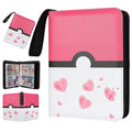 Quazextr 4-Pocket Trading Card Binder – Holds 400 Cards, PU Leather, Pink White