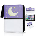 Quazextr 4-Pocket Trading Card Binder – Holds 400 Cards, PU Leather, Zip Closure (Purple White)